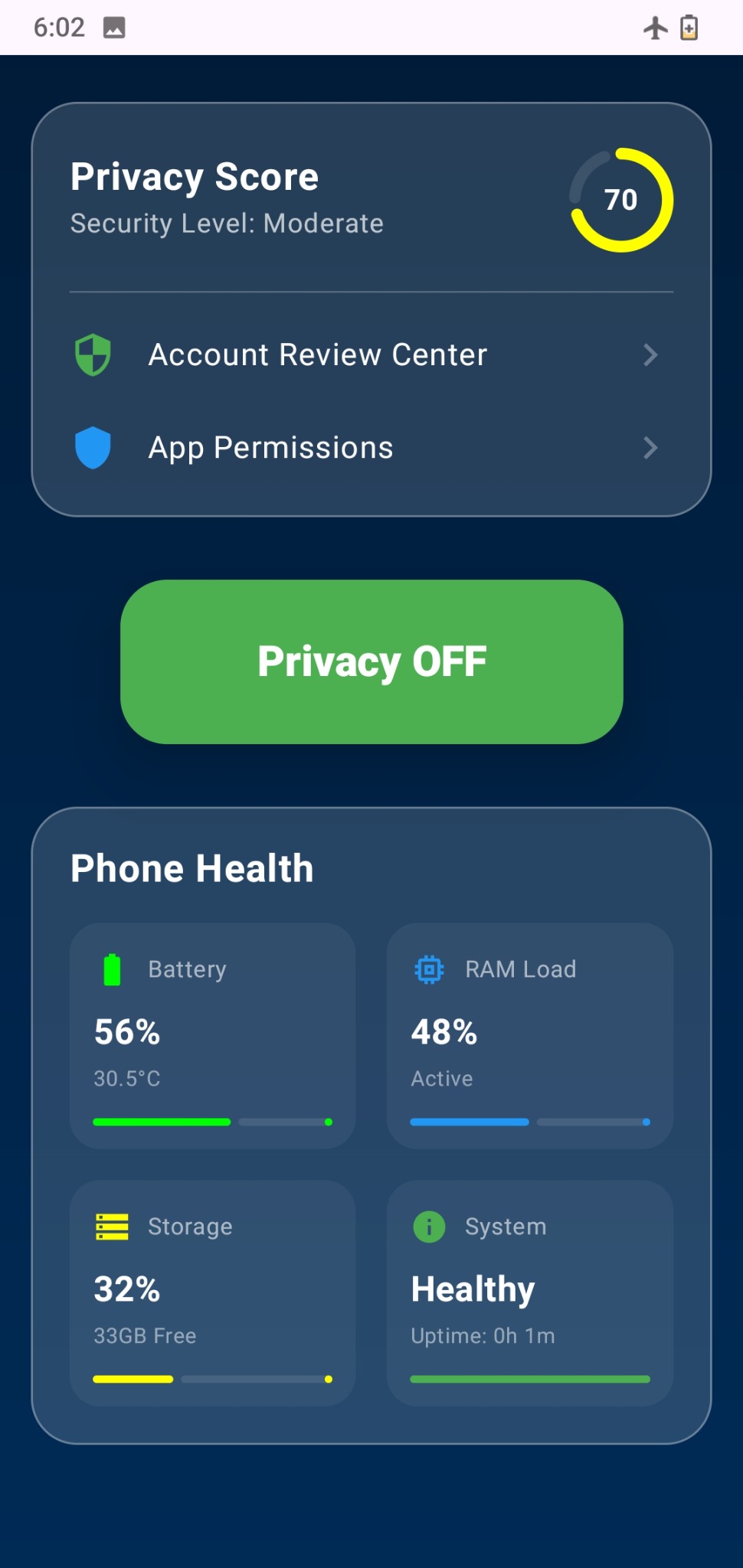 NAG Privacy Shield prototype screenshot